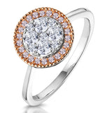 Diamond And Pink Diamond Circle Halo Ring In 18kw - Asteria Collection