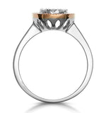 Diamond And Pink Diamond Circle Halo Ring In 18kw - Asteria Collection