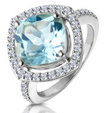 5.40ct Blue Topaz And Diamond Asteria Statement Ring In 18kw Gold