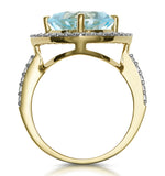 5.40ct Blue Topaz And Diamond Asteria Statement Ring In 18k Gold