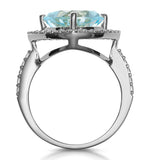 5.40ct Blue Topaz And Diamond Asteria Statement Ring In 18kw Gold