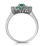 1.35ct Emerald Asteria Collection Diamond Halo Ring In 18k White Gold