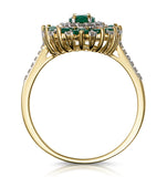 1.35ct Emerald Asteria Collection Diamond Halo Ring In 18k Gold