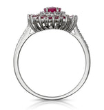 1.55ct Ruby Asteria Collection Diamond Halo Ring In 18k White Gold