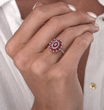 1.55ct Ruby Asteria Collection Diamond Halo Ring In 18k White Gold