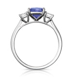 1.60ct Cushion Cut Tanzanite Diamond Asteria Ring In 18k White Gold