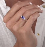 1.60ct Cushion Cut Tanzanite Diamond Asteria Ring In 18k White Gold