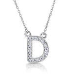 Initial 'd' Necklace Diamond Encrusted Pave Set In 9k White Gold