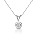 Solitaire Pendant Necklace 0.05ct Diamond 9k White Gold