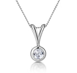 Solitaire Pendant Necklace 0.15ct Diamond 9k White Gold