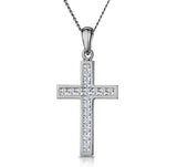 Cross Pendant Necklace 0.25ct Diamond In 9k White Gold