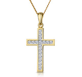 Cross Pendant Necklace 0.25ct Diamond 9k Yellow Gold W13 X L20mm