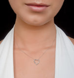 Heart Pendant Necklace 0.03ct Diamond 18k White Gold