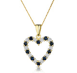 Sapphire And 0.03ct Diamond Heart Pendant Necklace 9k Yellow Gold