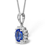 Tanzanite 7 X 5mm And Diamond 18k White Gold Pendant Necklace