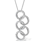 9k White Gold Diamond Interlinked Circle Pendant Necklace 0.21ct