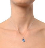 Blue Topaz 2.96ct And Diamond 9k White Gold Pendant Necklace