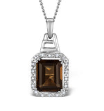 Smokey Quartz 3.56ct And Diamond 9k White Gold Pendant Necklace