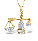 9k Gold Diamond Libra Pendant Necklace 0.06ct