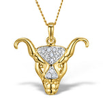 9k Gold Diamond Taurus Pendant Necklace 0.06ct