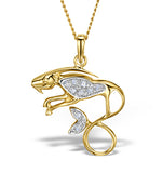 9k Gold Diamond Capricorn Pendant Necklace 0.06ct