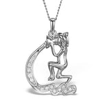9k White Gold Diamond Aquarius Pendant Necklace 0.07ct