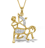 9k Gold Diamond Sagittarius Pendant Necklace 0.06ct