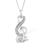 9k White Gold 0.10ct Diamond Treble Clef Music Pendant Necklace