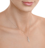 9k White Gold 0.10ct Diamond Treble Clef Music Pendant Necklace