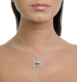Black Diamond And Diamond 9k White Gold Skull And Crossbone Pendant