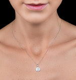 Pearl And Diamond Halo Stellato Pendant Necklace In 9k White Gold