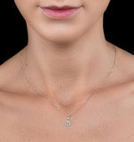 Stellato Champagne Diamond Halo Pendant 0.13ct In 9k White Gold