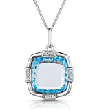 Blue Topaz And Diamond Stellato Pendant Necklace In 9k White Gold