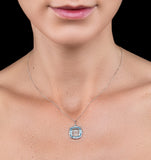 Blue Topaz And Diamond Stellato Pendant Necklace In 9k White Gold