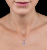 Pink Sapphire Diamond Stellato Heart Pendant Necklace 9k White Gold