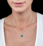 Stellato Sapphire And Diamond Butterfly Pendant Necklace 9k White Gold