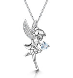 Pixie Aquamarine And Diamond Stellato Pendant Necklace 9k White Gold