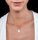 Stellato Diamond Hamsa Pendant Necklace 0.13ct In 9k White Gold