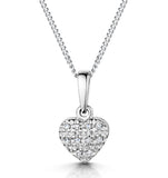 Stellato Diamond Heart Pendant Necklace 0.04ct In 9k White Gold