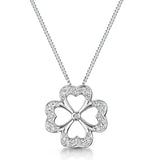 4 Leaf Clover Diamond Necklace In 9k White Gold - Stellato Collection