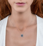 Blue And Yellow Sapphire Diamond Pendant Necklace In 9k White Gold