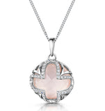 Rose Quartz And Diamond Stellato Necklace 0.19ct In 9k White Gold