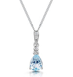 Stellato Collection Blue Topaz Diamond Necklace In 9k White Gold