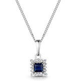 Stellato Sapphire And Diamond Pendant Necklace In 9k White Gold
