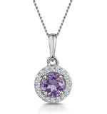 0.33ct Amethyst And Diamond Stellato Necklace In 9k White Gold