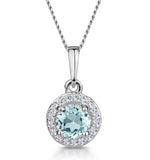 0.38ct Aquamarine And Diamond Stellato Necklace In 9k White Gold