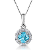 0.37ct Swiss Blue Topaz And Diamond Stellato Necklace In White Gold