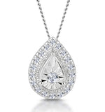 Masami Diamond Pear Halo Necklace 0.10ct Pave Set In 9k White Gold