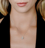 Masami Diamond Pear Halo Necklace 0.10ct Pave Set In 9k White Gold
