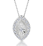 Masami Diamond Marquise Halo Necklace 0.10ct Pave Set In 9k White Gold